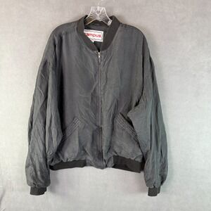 Vintage Campus Mens Silk Windbreaker Jacket XL 80s 90s Bomber Black Blokecore